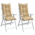 Cojín silla de jardín respaldo alto 2 uds tela azul 120x50x3 cm