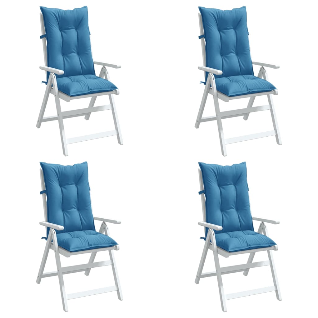 Cojín silla de jardín respaldo alto 2 uds tela azul 120x50x3 cm