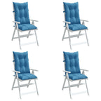 Cojín silla de jardín respaldo alto 2 uds tela azul 120x50x3 cm
