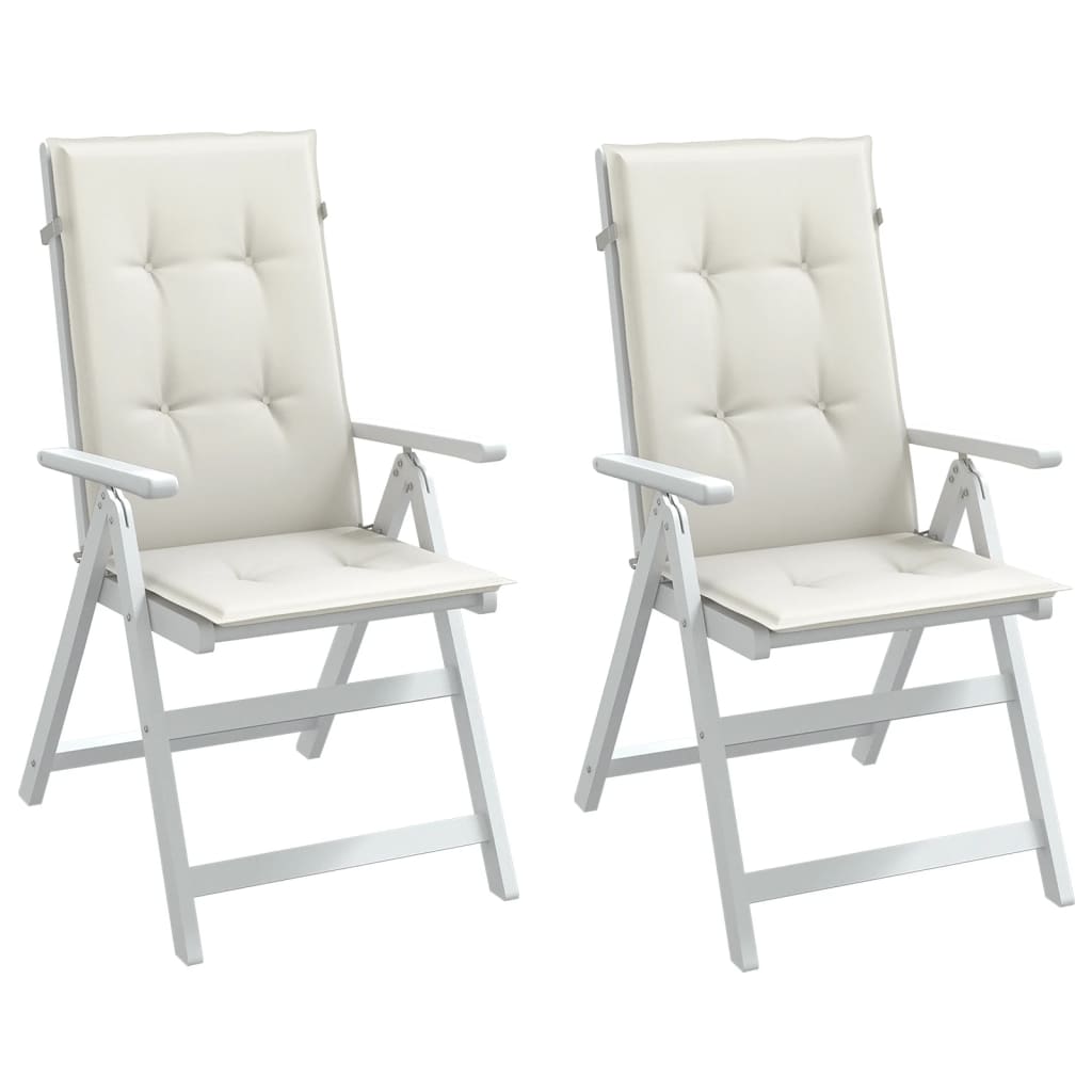 Cojín silla de jardín respaldo alto 2 uds tela azul 120x50x3 cm
