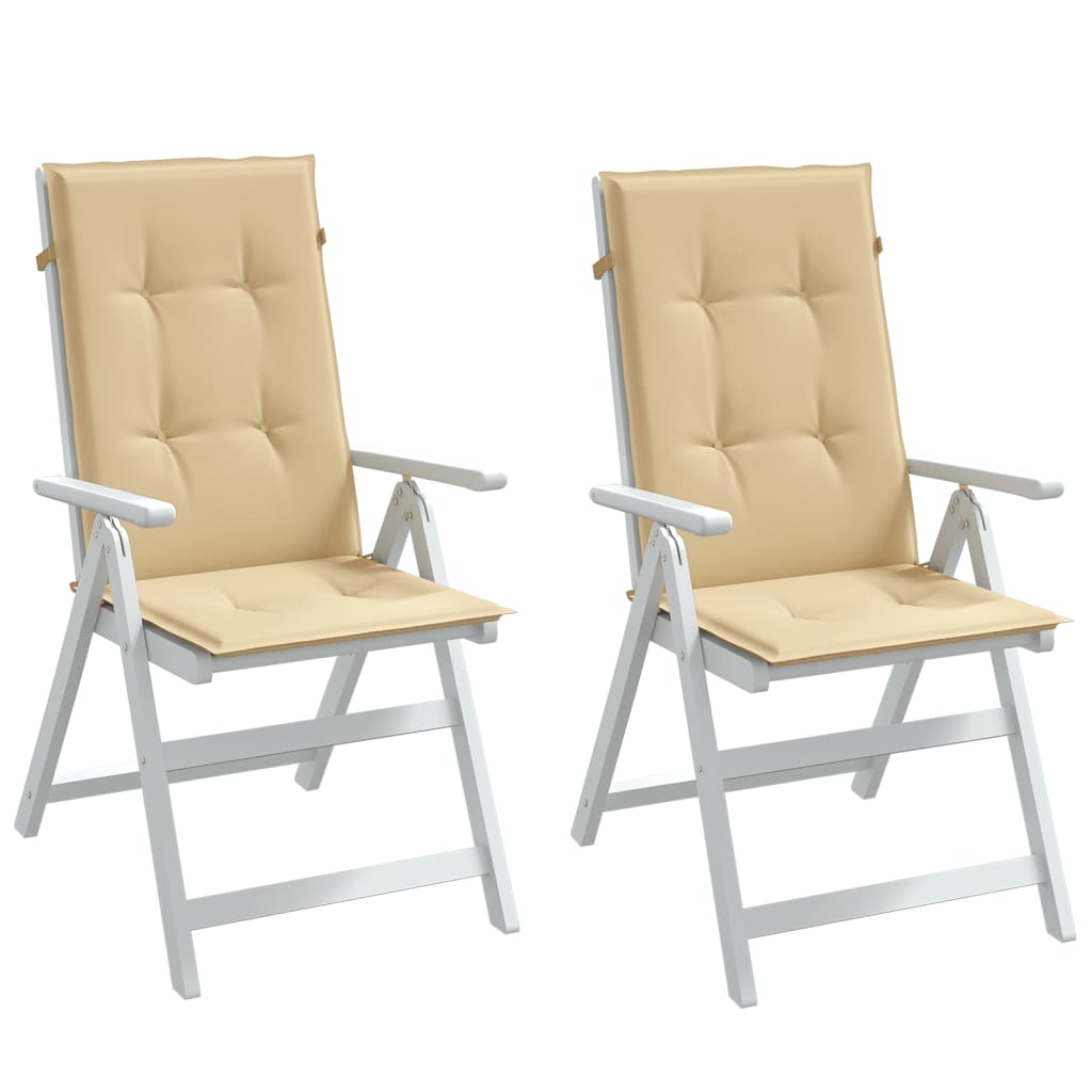 Cojín silla de jardín respaldo alto 2 uds tela azul 120x50x3 cm