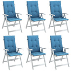 Cojín silla de jardín respaldo alto 2 uds tela azul 120x50x3 cm