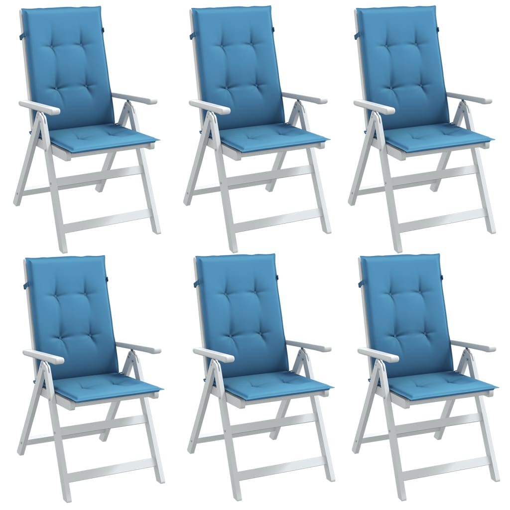 Cojín silla de jardín respaldo alto 2 uds tela azul 120x50x3 cm