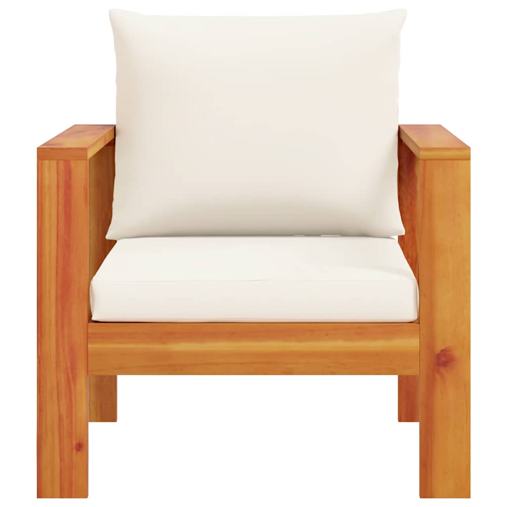 Sillón de jardín con cojines madera maciza de acacia