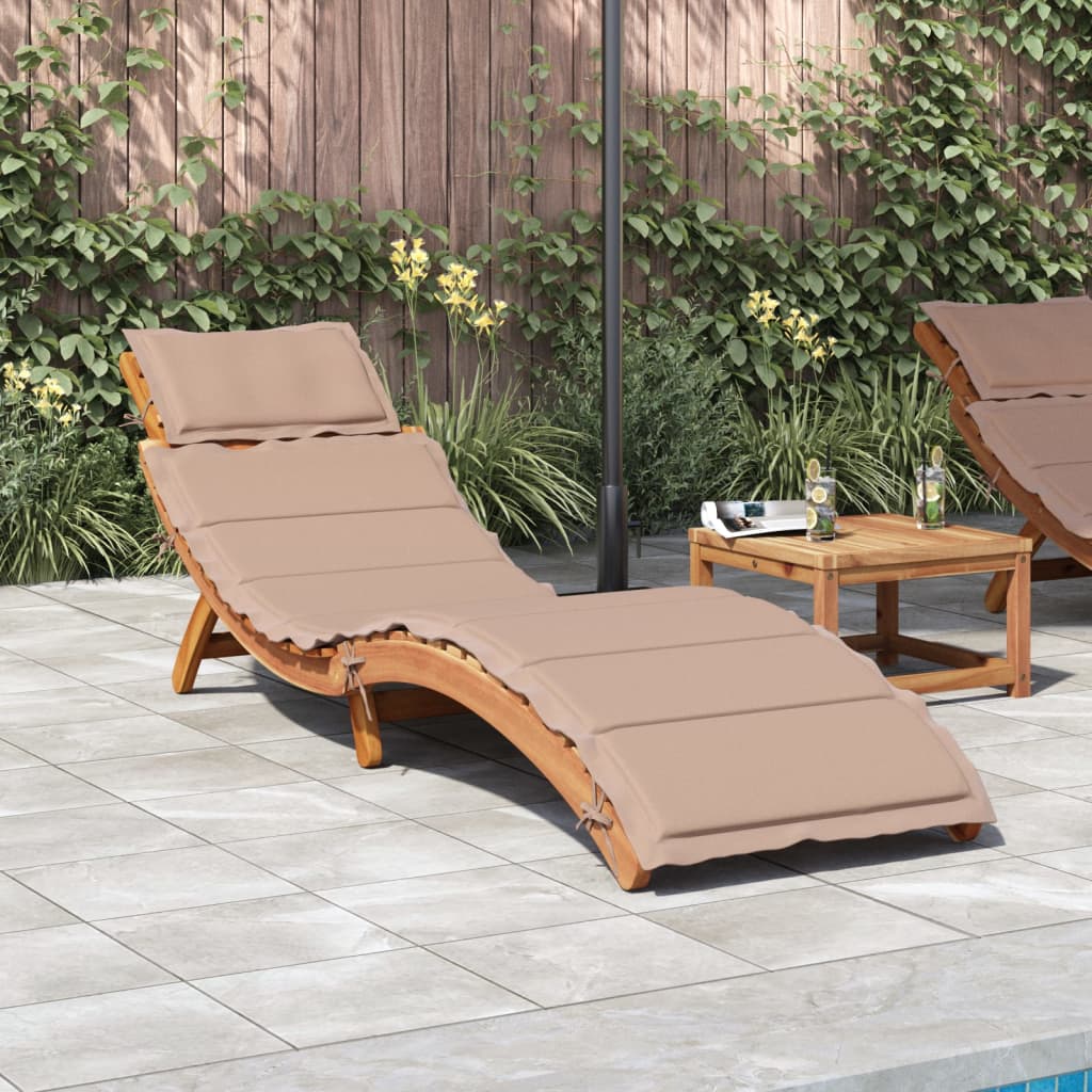 | Tumbona | con cojín taupe 55 x 184 x 64cm Madera de Acacia Sólida