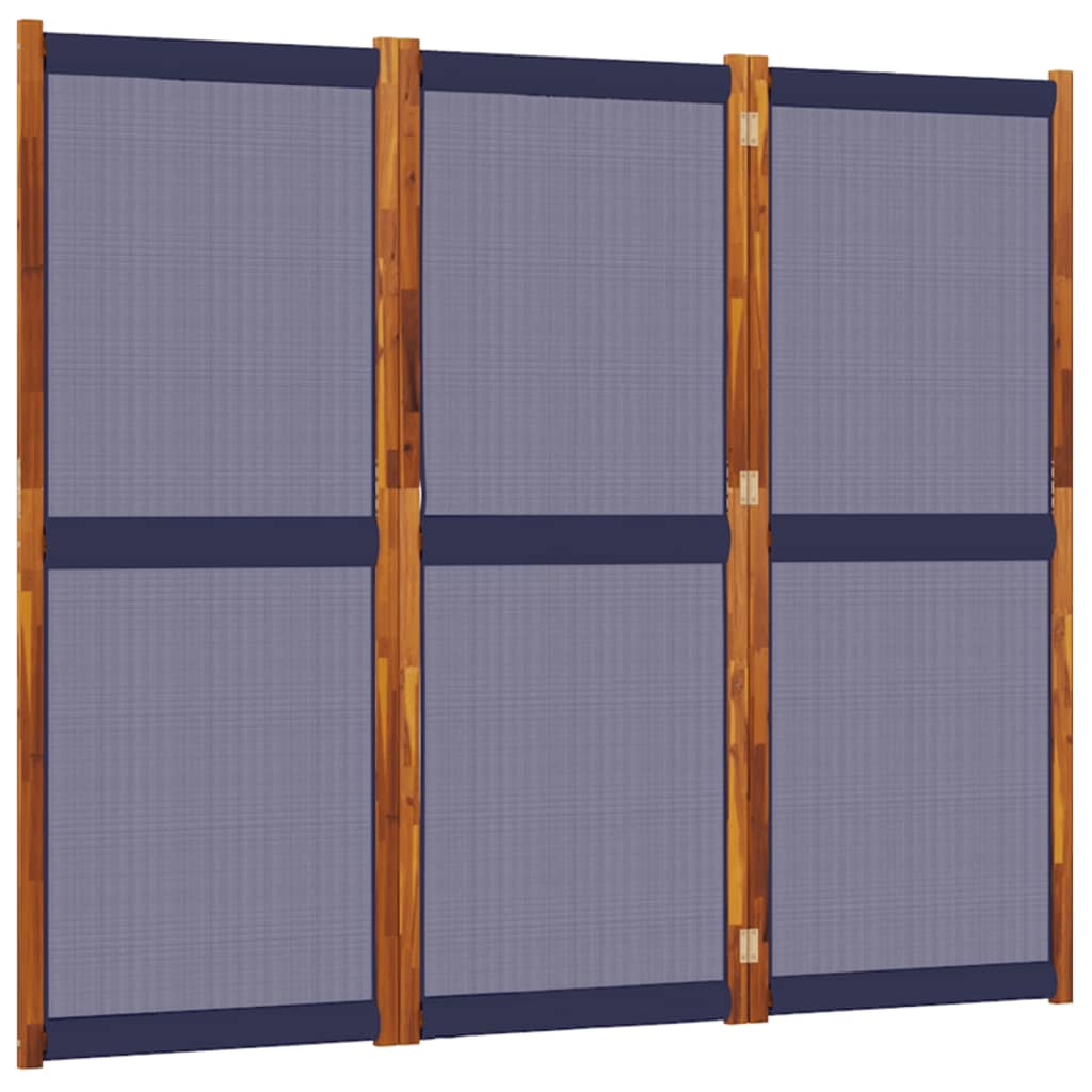Biombo divisor de 3 paneles azul oscuro 210x180 cm