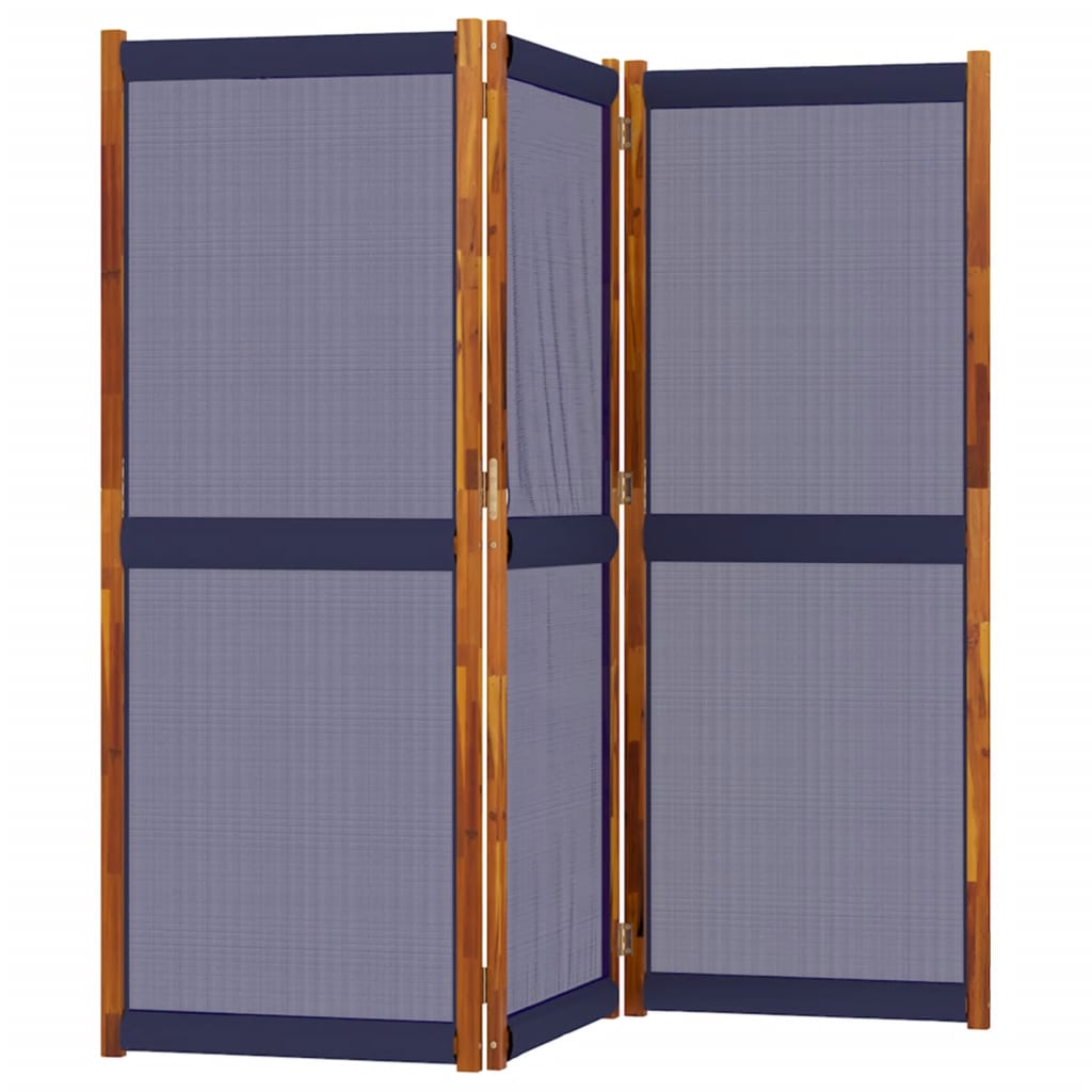 Biombo divisor de 3 paneles azul oscuro 210x180 cm