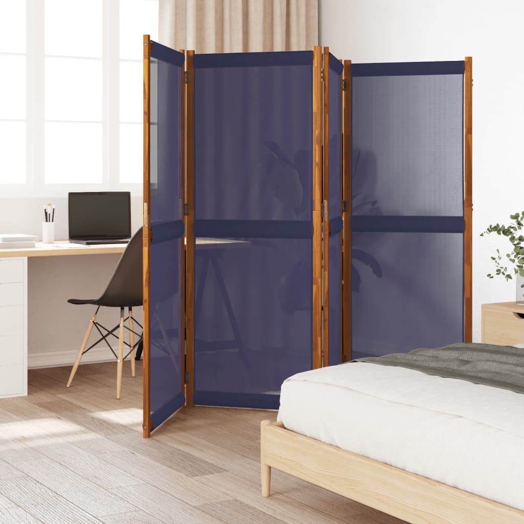 Biombo divisor de 3 paneles azul oscuro 210x180 cm