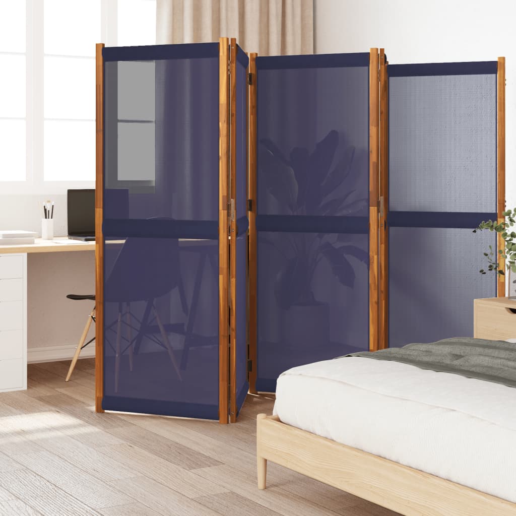 Biombo divisor de 3 paneles azul oscuro 210x180 cm