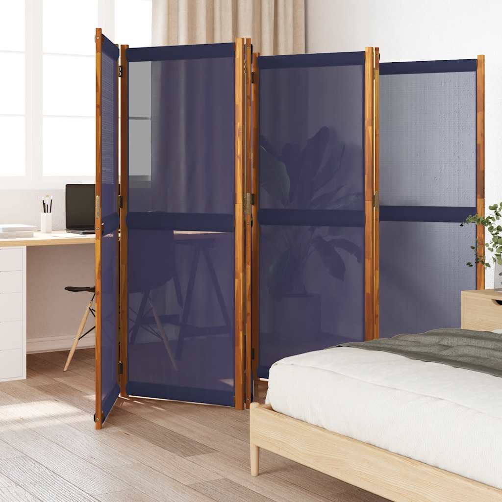Biombo divisor de 3 paneles azul oscuro 210x180 cm