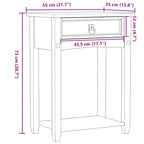 Mesa consola Corona madera maciza de pino 55x35x73 cm
