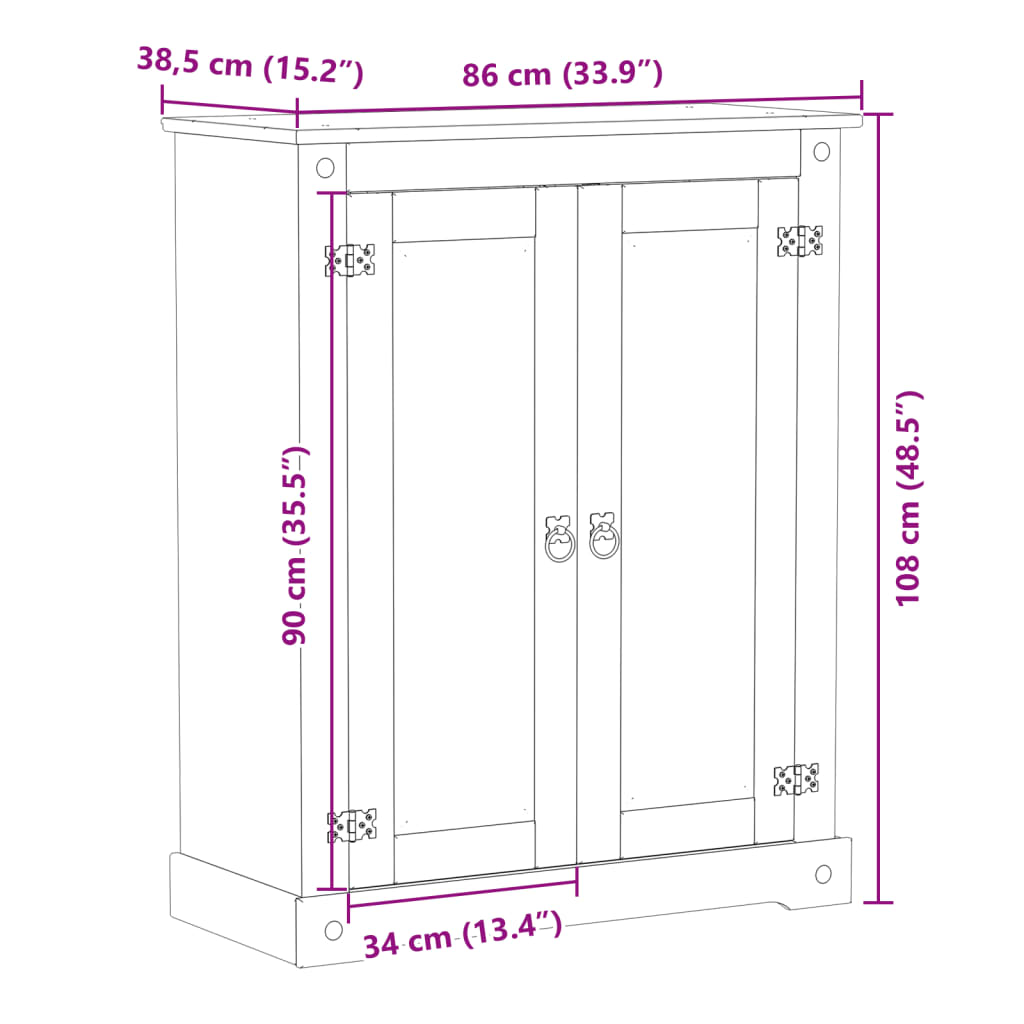 Zapatero Corona madera maciza de pino 86x38,5x108 cm