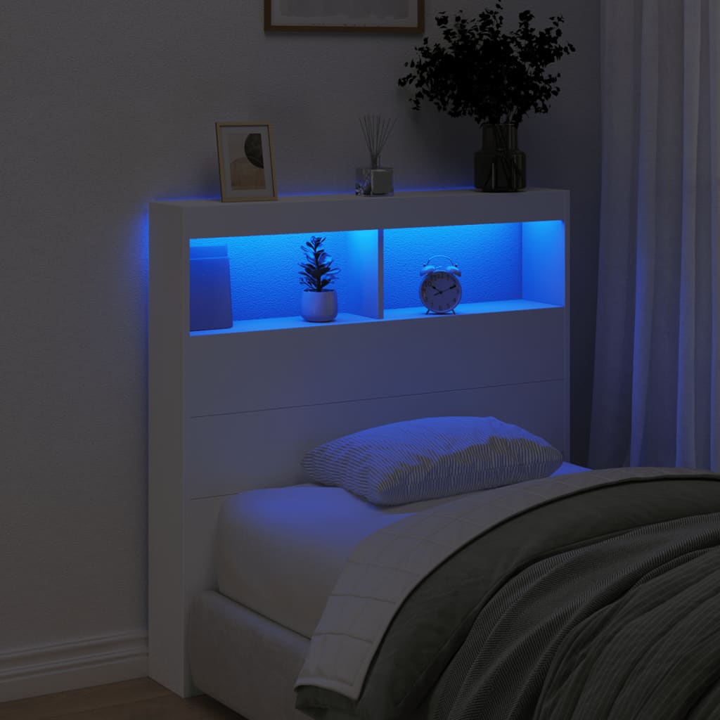 Cabecero de cama con LED blanco 100x17x102 cm