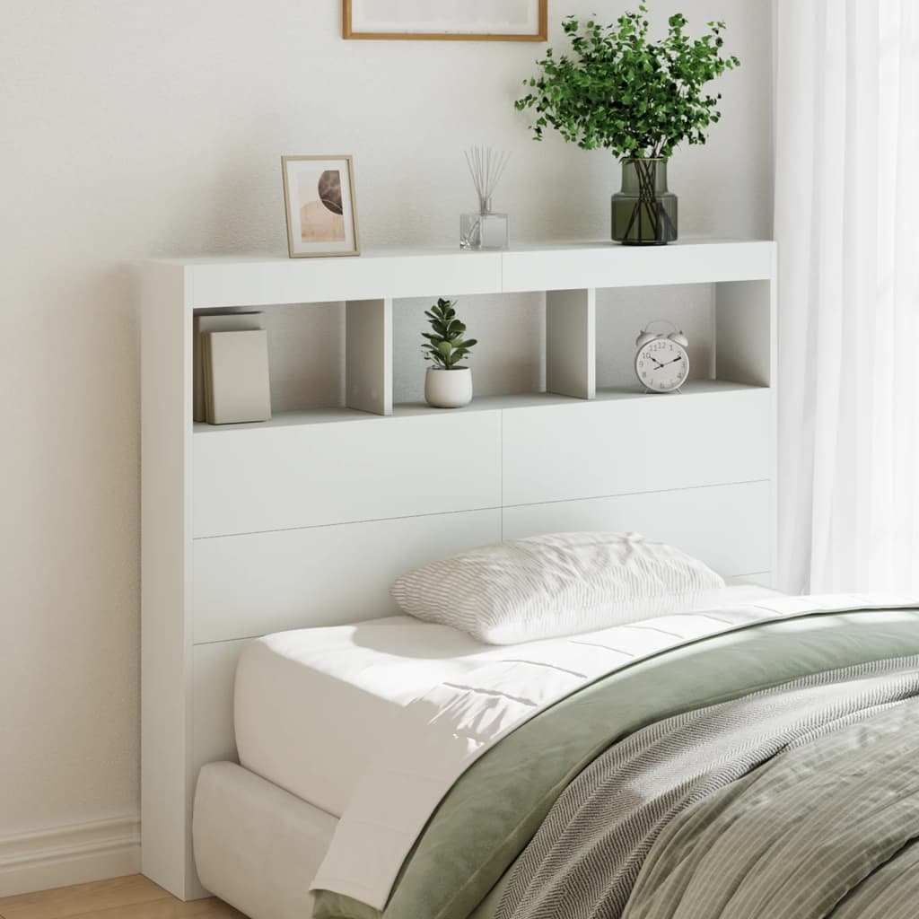 Cabecero de cama con LED blanco 100x17x102 cm