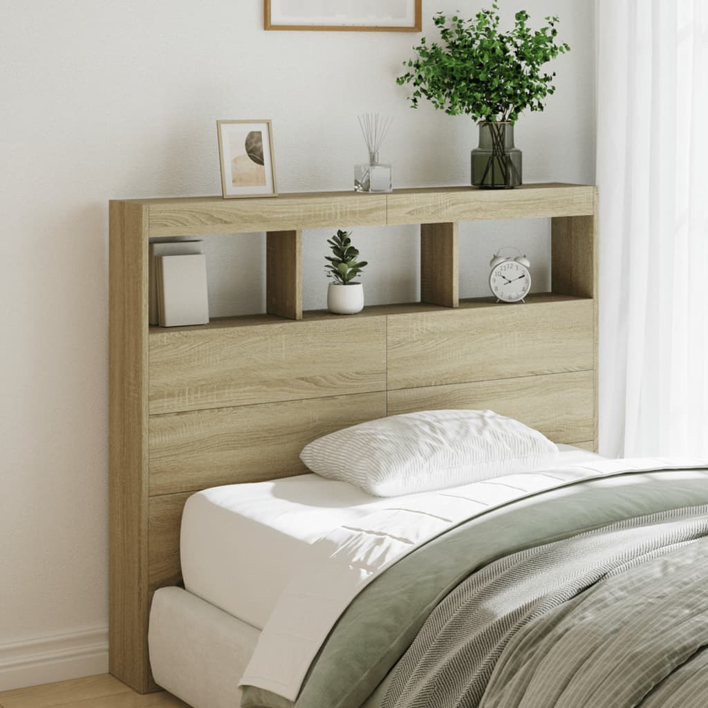 Cabecero de cama con LED blanco 100x17x102 cm