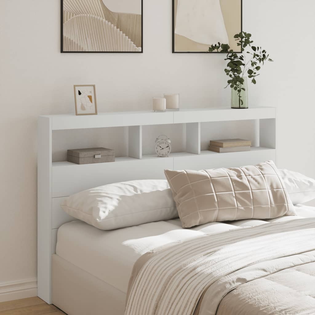 Cabecero de cama con LED blanco 100x17x102 cm