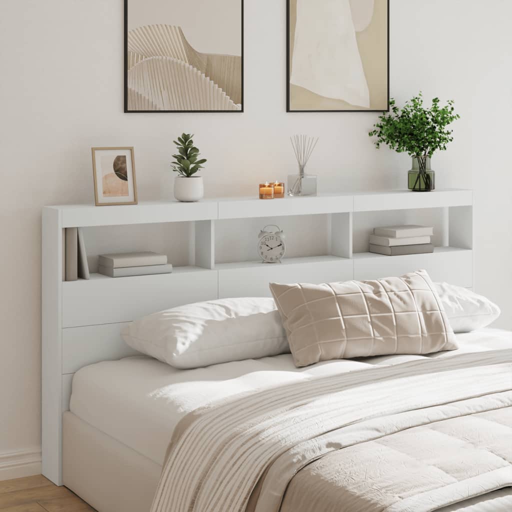 Cabecero de cama con LED blanco 100x17x102 cm