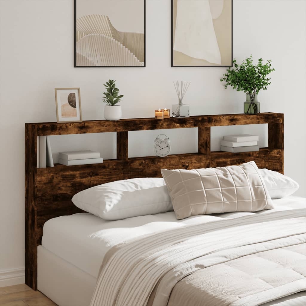 Cabecero de cama con LED blanco 100x17x102 cm