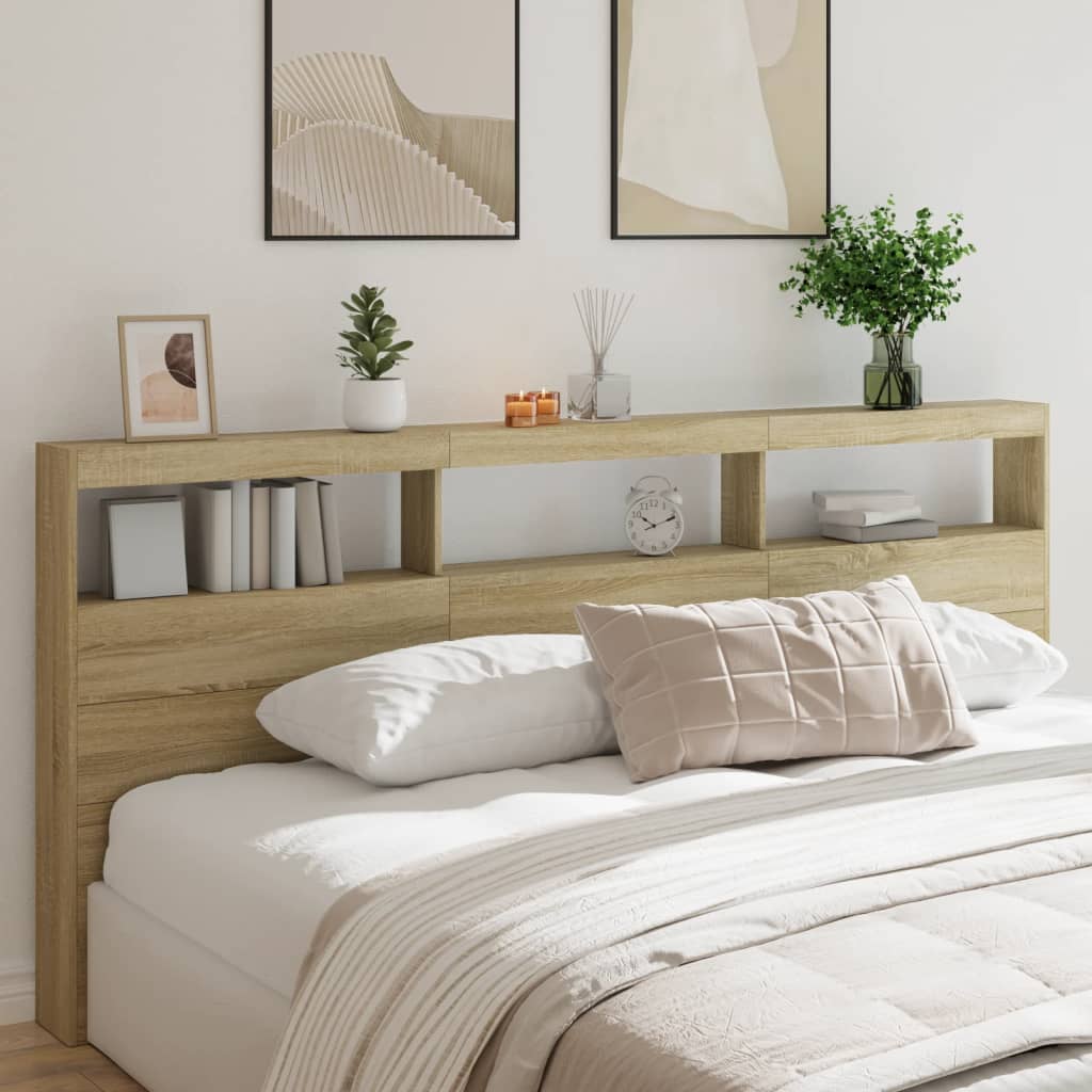 Cabecero de cama con LED blanco 100x17x102 cm