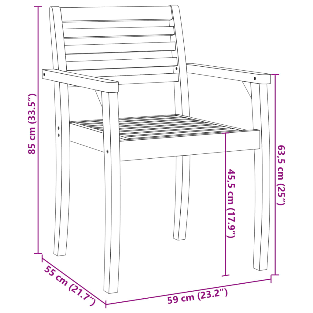 Sillas de jardín 2 uds madera maciza de acacia 59x55x85 cm