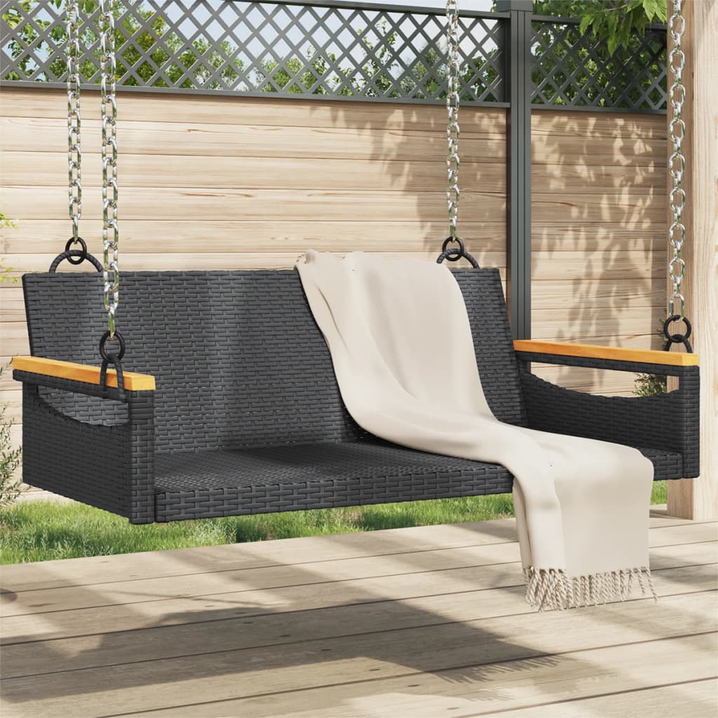 Banco columpio con cojines gris 119x56x48 cm ratán sintético