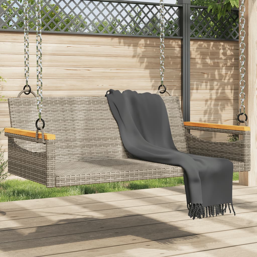 Banco columpio con cojines gris 119x56x48 cm ratán sintético
