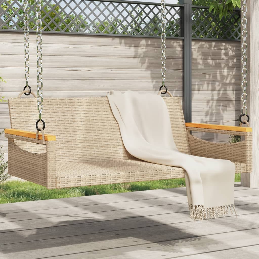 Banco columpio con cojines gris 119x56x48 cm ratán sintético