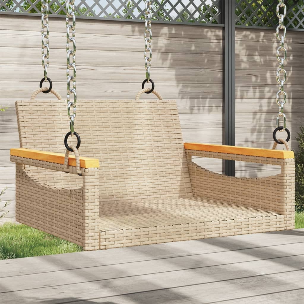 Banco columpio con cojines gris 119x56x48 cm ratán sintético