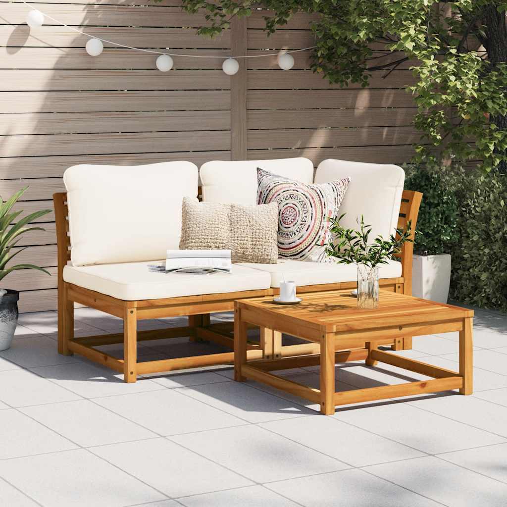 Set de muebles de jardín 2 piezas con cojines madera acacia