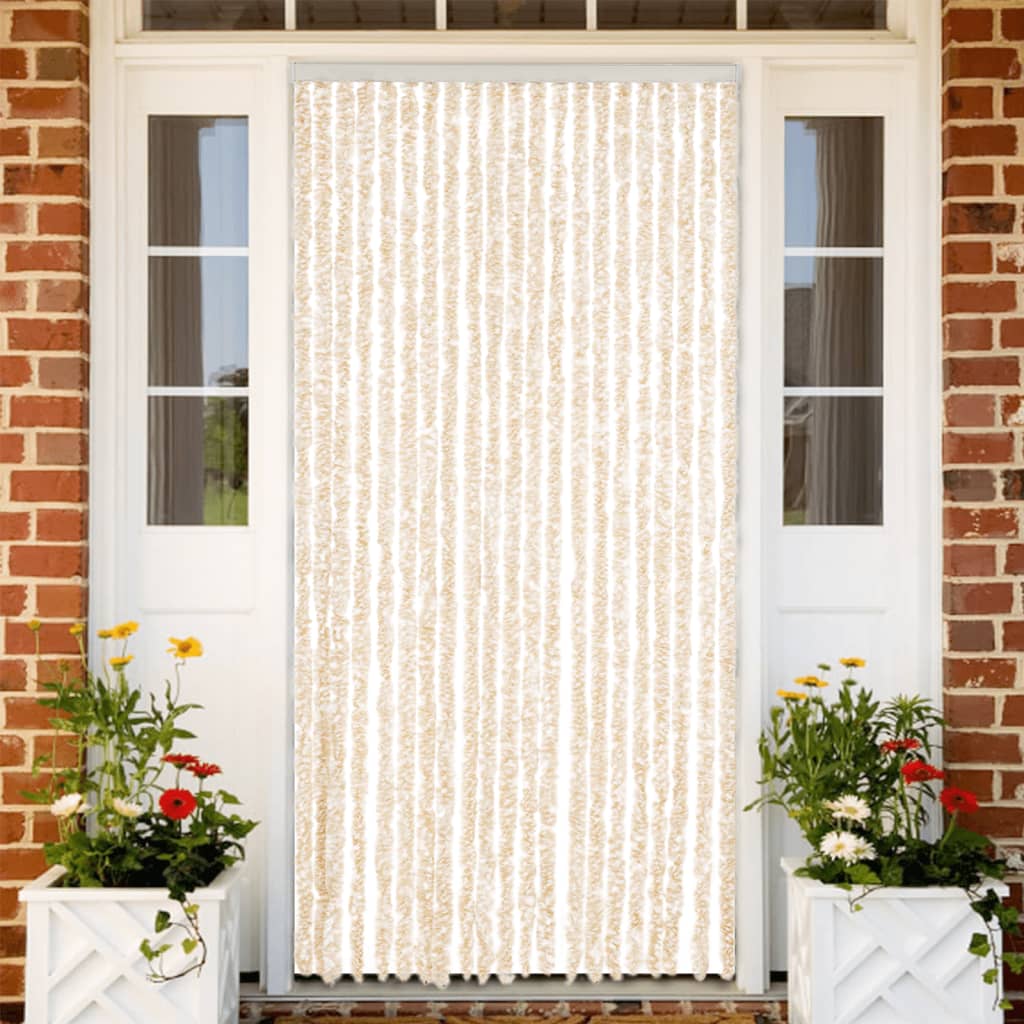 Blue and White Chenille Fly Curtain 100x200 cm