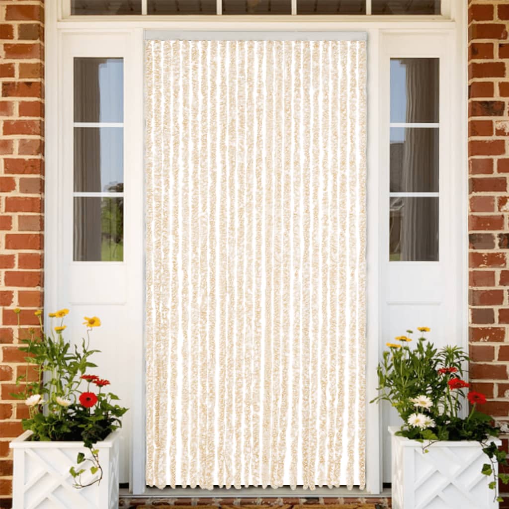 Blue and White Chenille Fly Curtain 100x200 cm