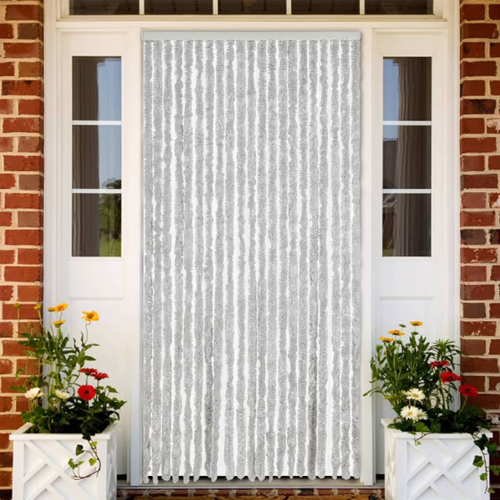 Blue and White Chenille Fly Curtain 100x200 cm
