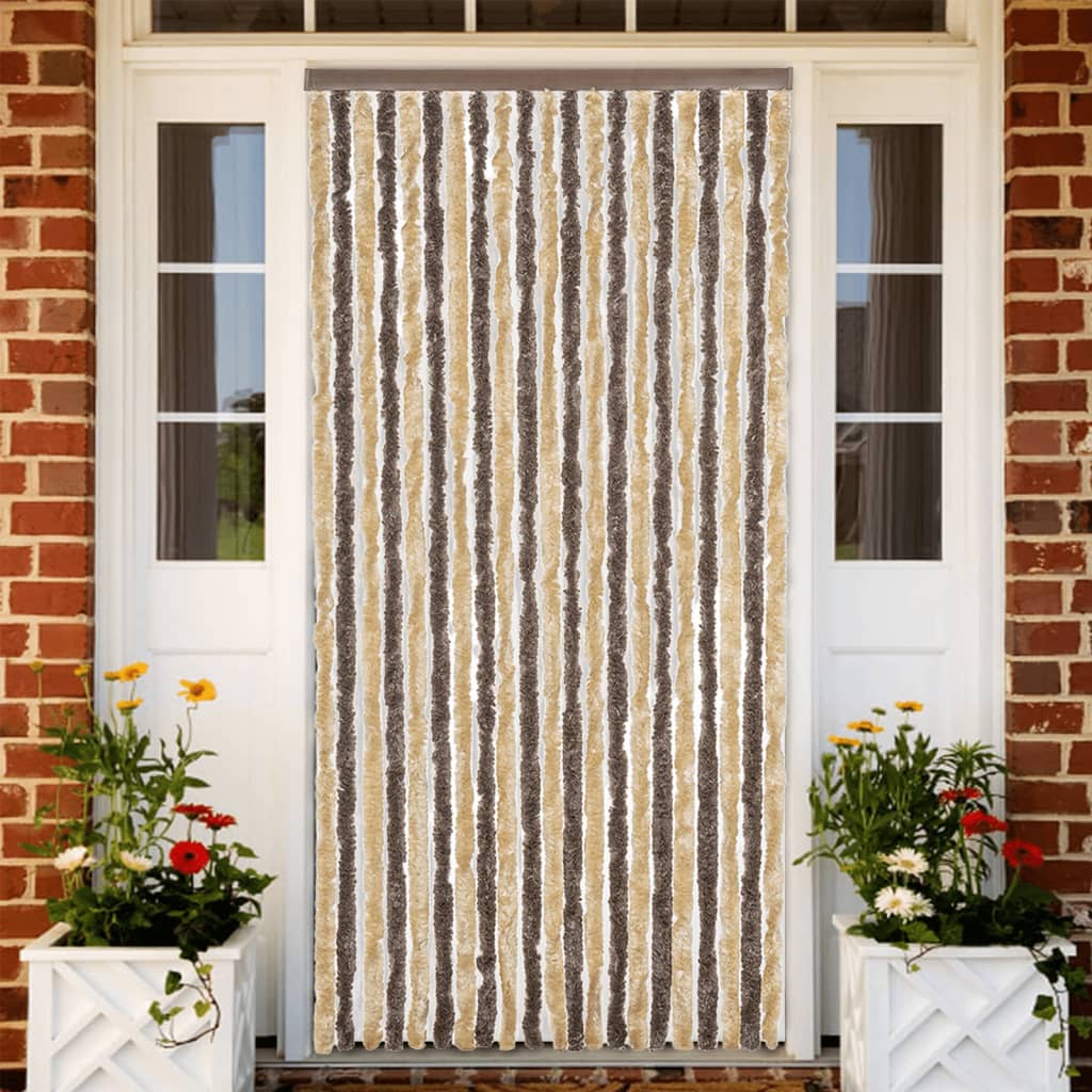 Blue and White Chenille Fly Curtain 100x200 cm