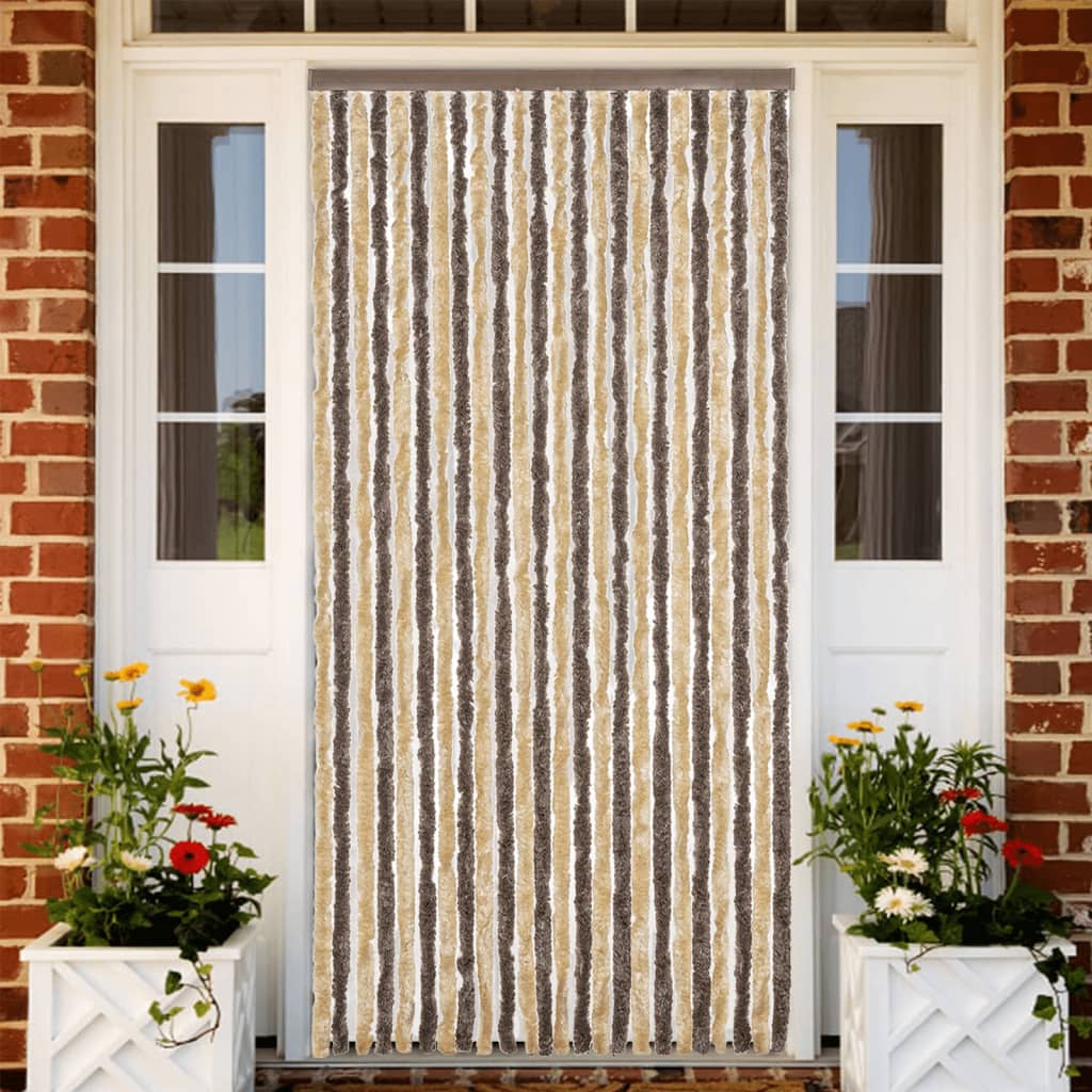 Blue and White Chenille Fly Curtain 100x200 cm