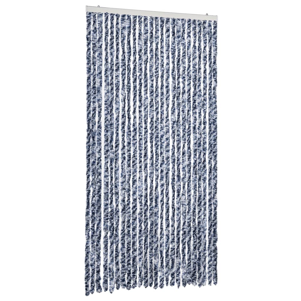 Cortina antimoscas chenilla azul y blanco 100x200 cm