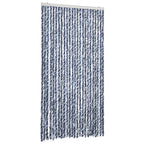 Cortina antimoscas chenilla azul y blanco 100x200 cm
