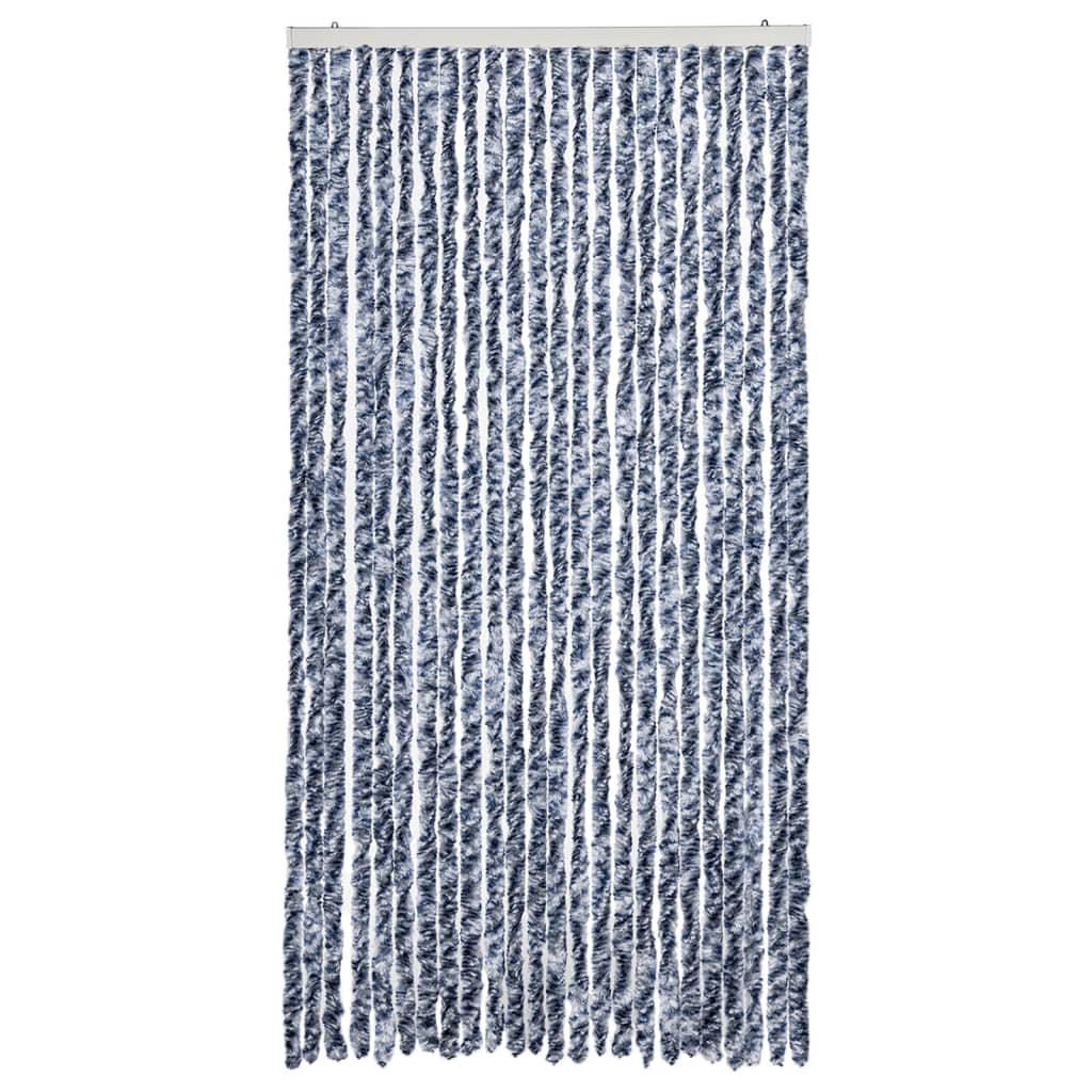 Cortina antimoscas chenilla azul y blanco 100x200 cm