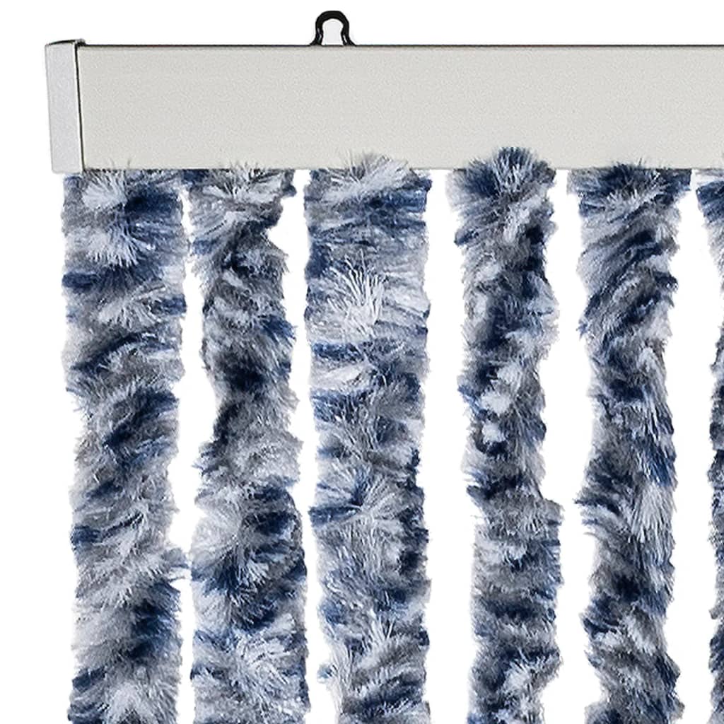 Cortina antimoscas chenilla azul y blanco 100x200 cm