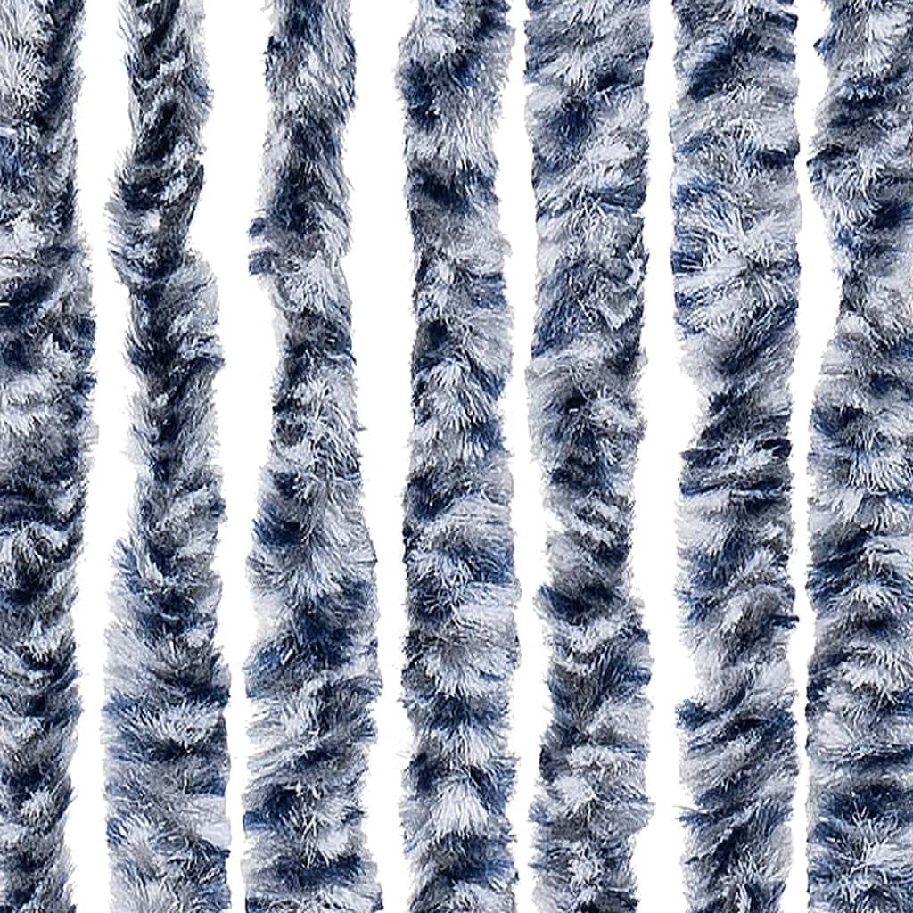 Cortina antimoscas chenilla azul y blanco 100x200 cm
