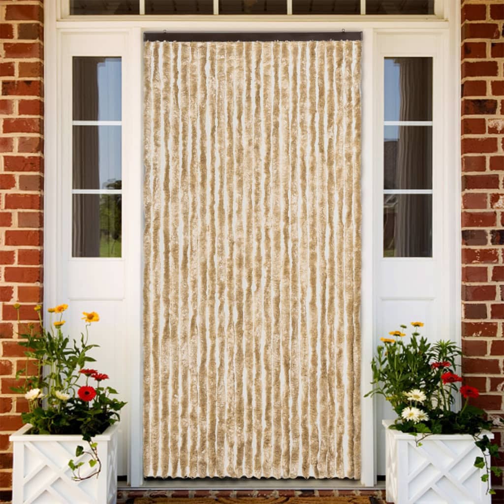 Blue and White Chenille Fly Curtain 100x200 cm