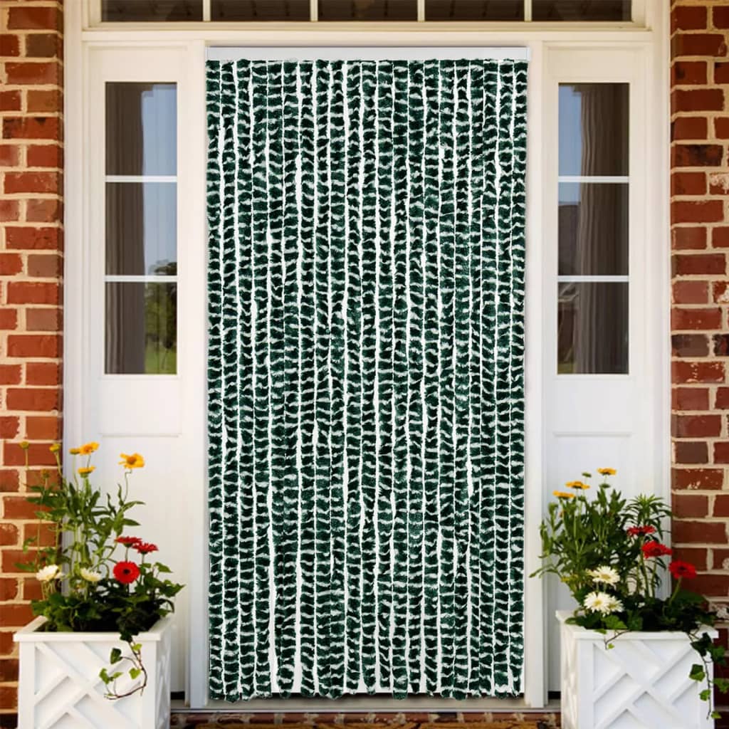 Blue and White Chenille Fly Curtain 100x200 cm