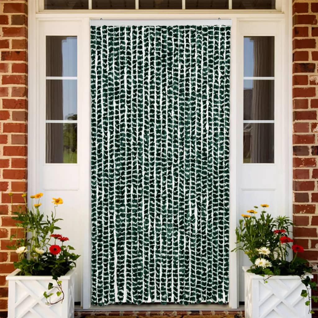Blue and White Chenille Fly Curtain 100x200 cm