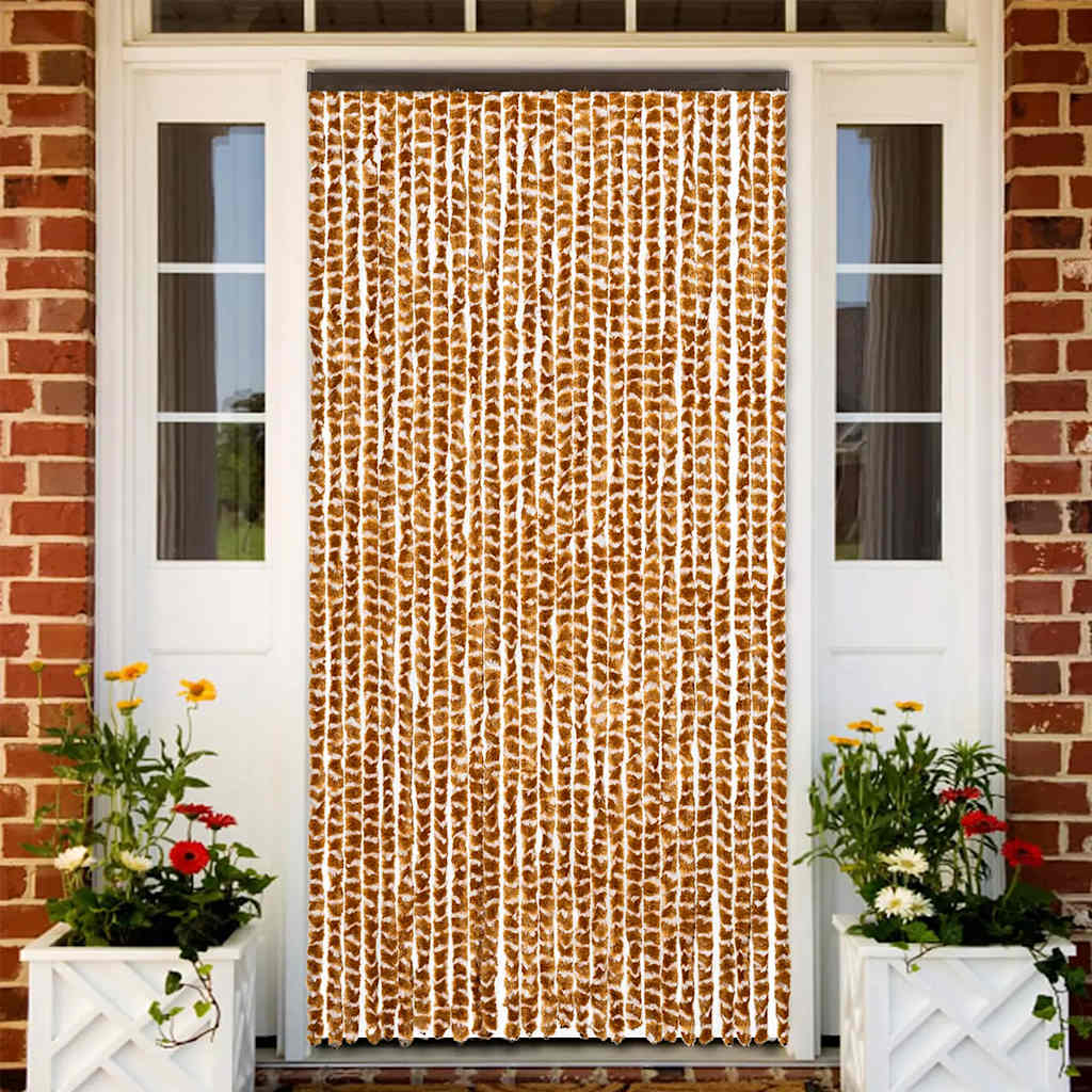 Blue and White Chenille Fly Curtain 100x200 cm
