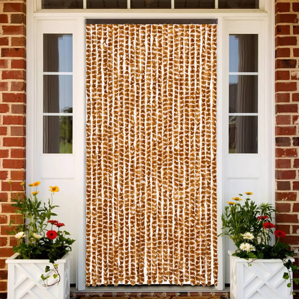 Blue and White Chenille Fly Curtain 100x200 cm