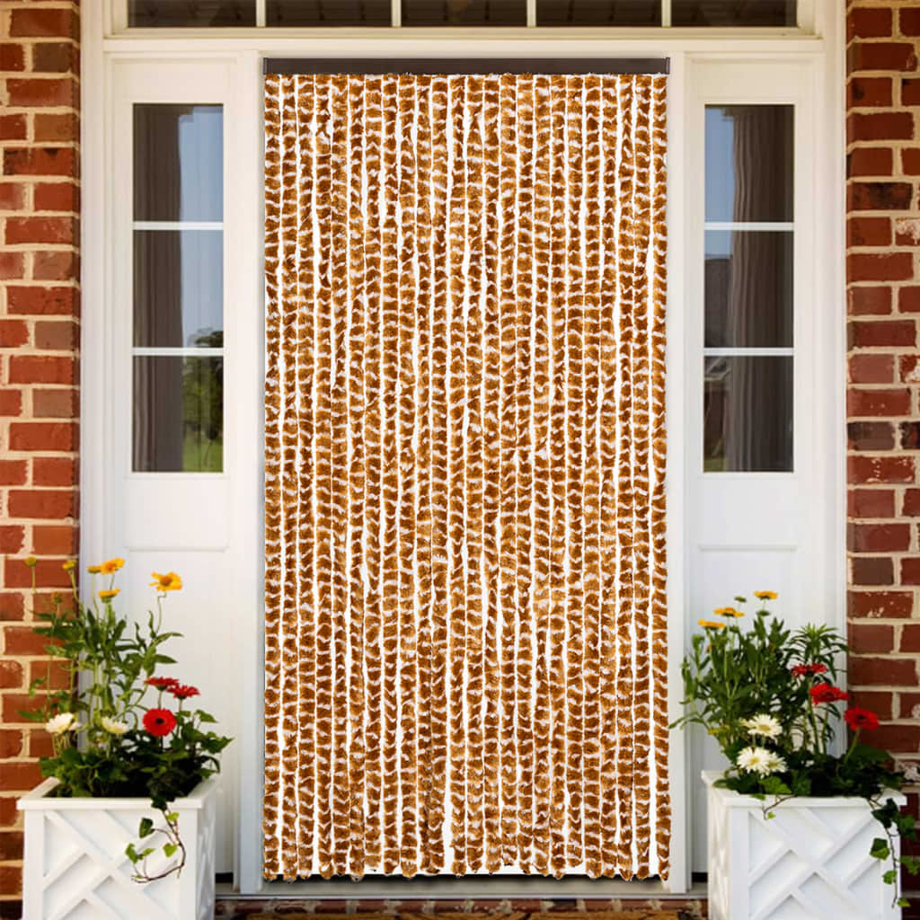 Blue and White Chenille Fly Curtain 100x200 cm
