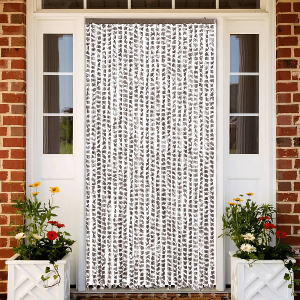 Blue and White Chenille Fly Curtain 100x200 cm
