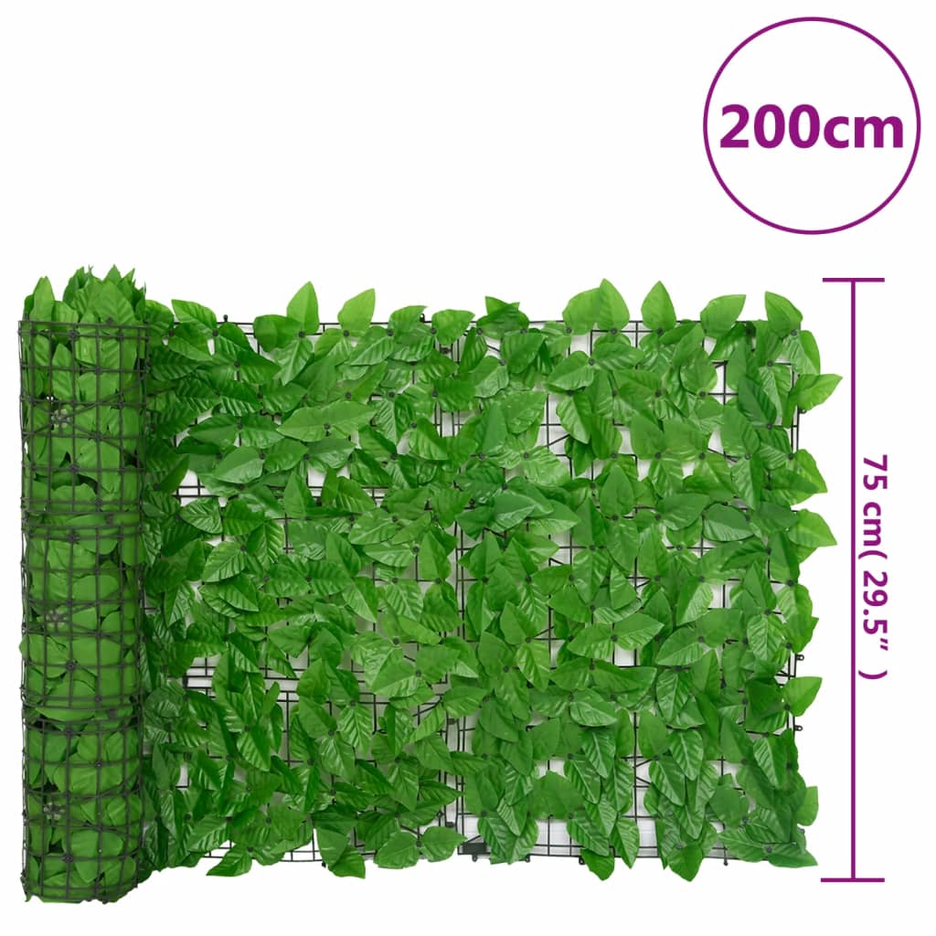 Pantalla de balcón de hojas verde 200x75 cm