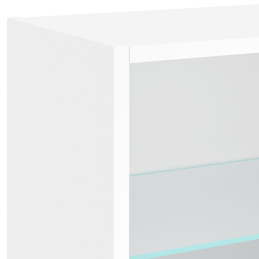 Mueble de pared de TV con luces LED 6 piezas blanco