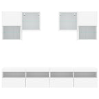 Mueble de pared de TV con luces LED 6 piezas blanco