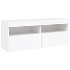Mueble de pared de TV con luces LED 6 piezas blanco